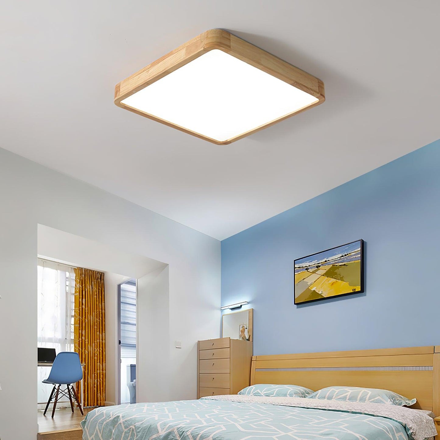 Simple Round Wood LED Ceiling Light Fixtures