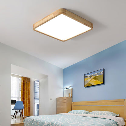 Simple Round Wood LED Ceiling Light Fixtures