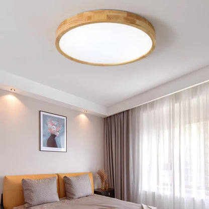Simple Round Wood LED Ceiling Light Fixtures