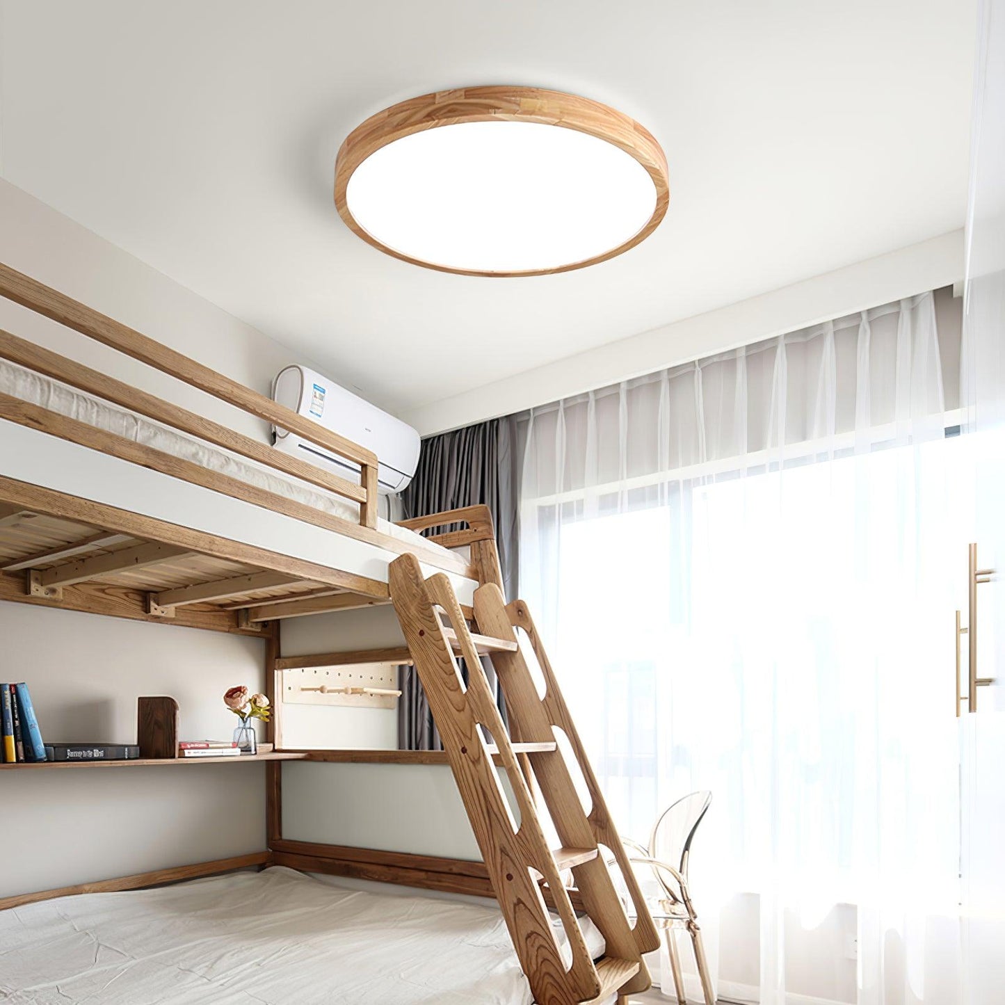 Simple Round Wood LED Ceiling Light Fixtures