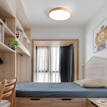 Simple Round Wood LED Ceiling Light Fixtures