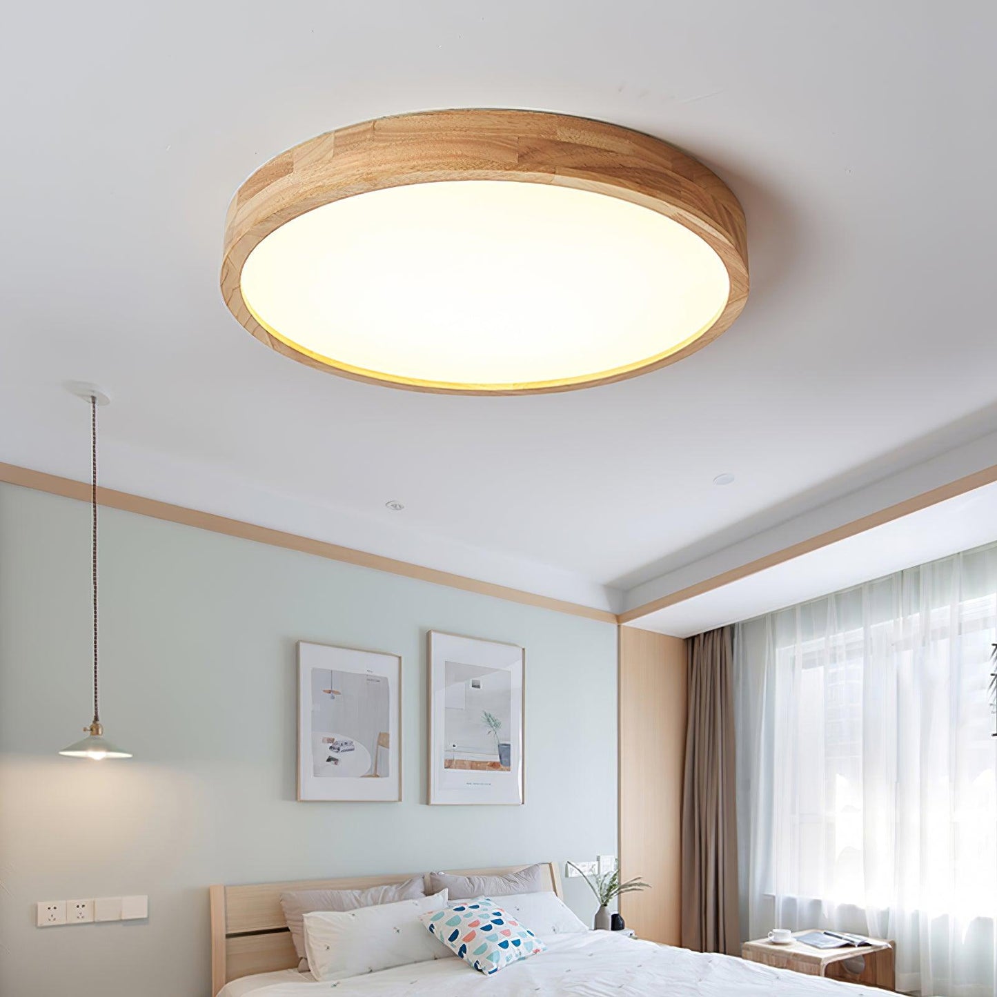 Simple Round Wood LED Ceiling Light Fixtures