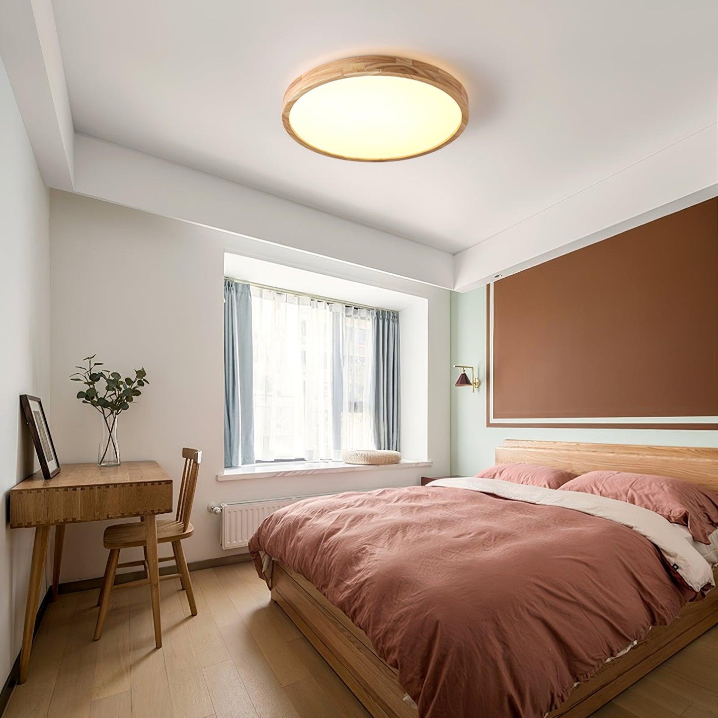 Simple Round Wood LED Ceiling Light Fixtures