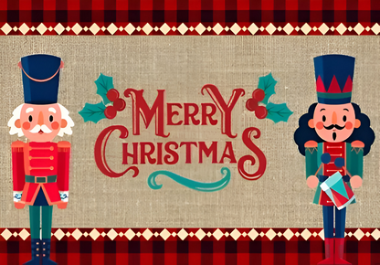 Christmas Welcome Mat Non Slip Washable Nutcracker Design