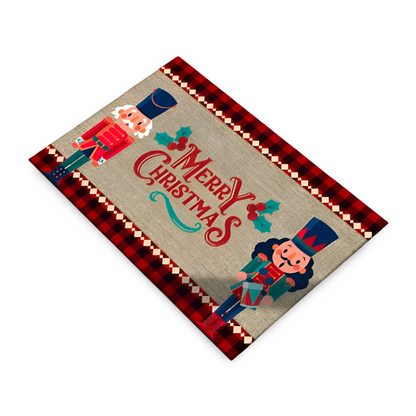Christmas Welcome Mat Non Slip Washable Nutcracker Design