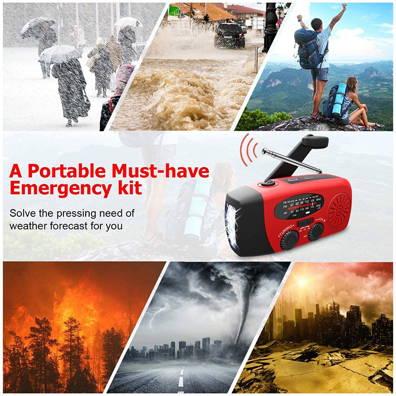 Portable Emergency Radio with Flashlight and Power Bank