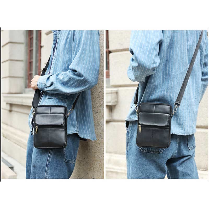 Men's Classic Leather Crossbody Messenger Bag