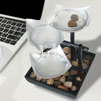 Soothing Indoor Water Fountain with Natural Leaf Pattern
