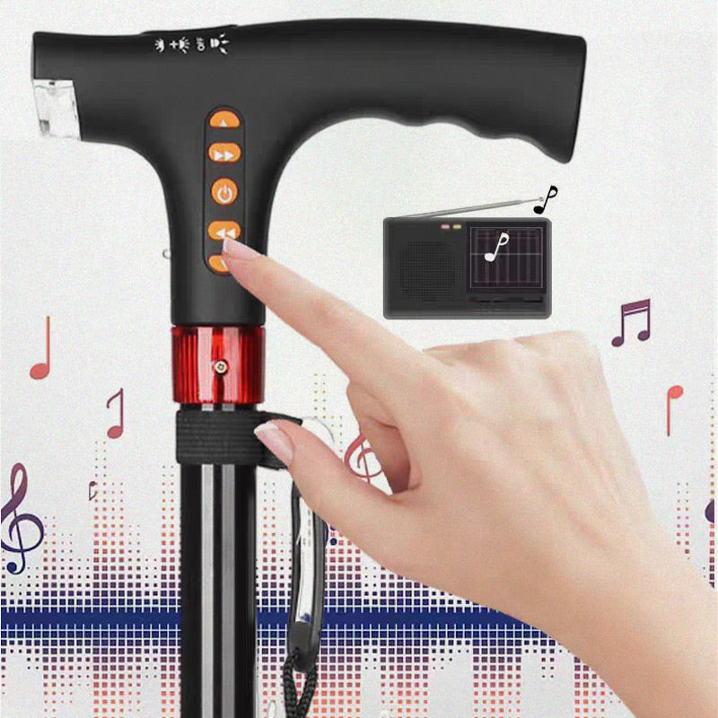Elderly Walking Stick with LED Light and Alarm