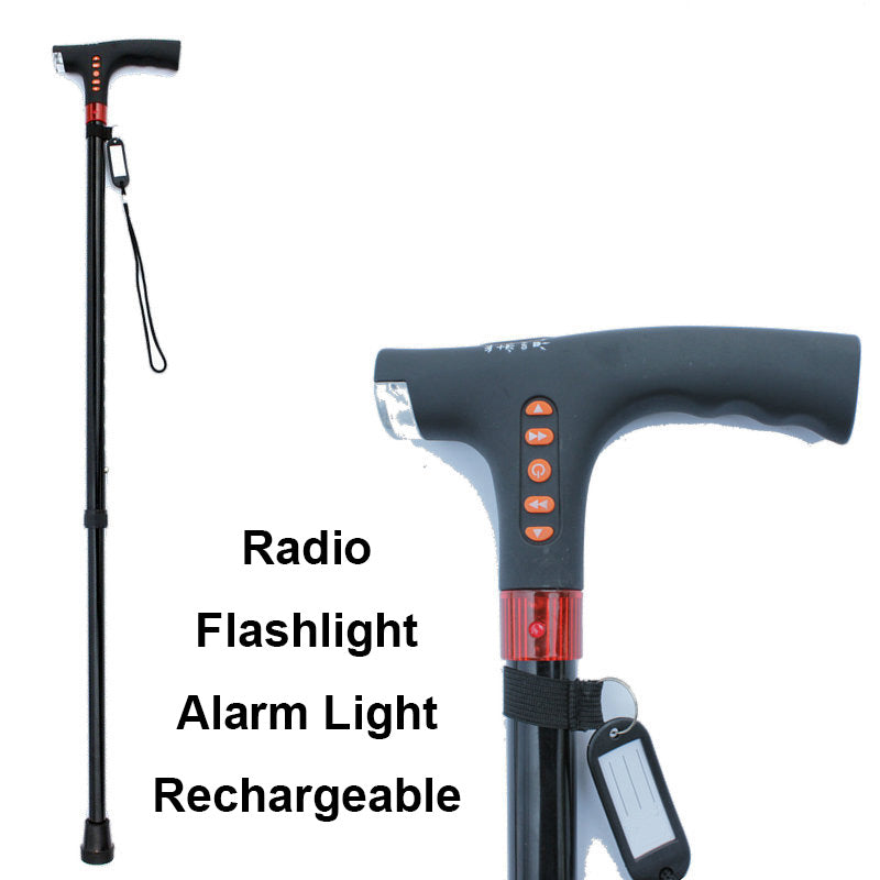 Elderly Walking Stick with LED Light and Alarm