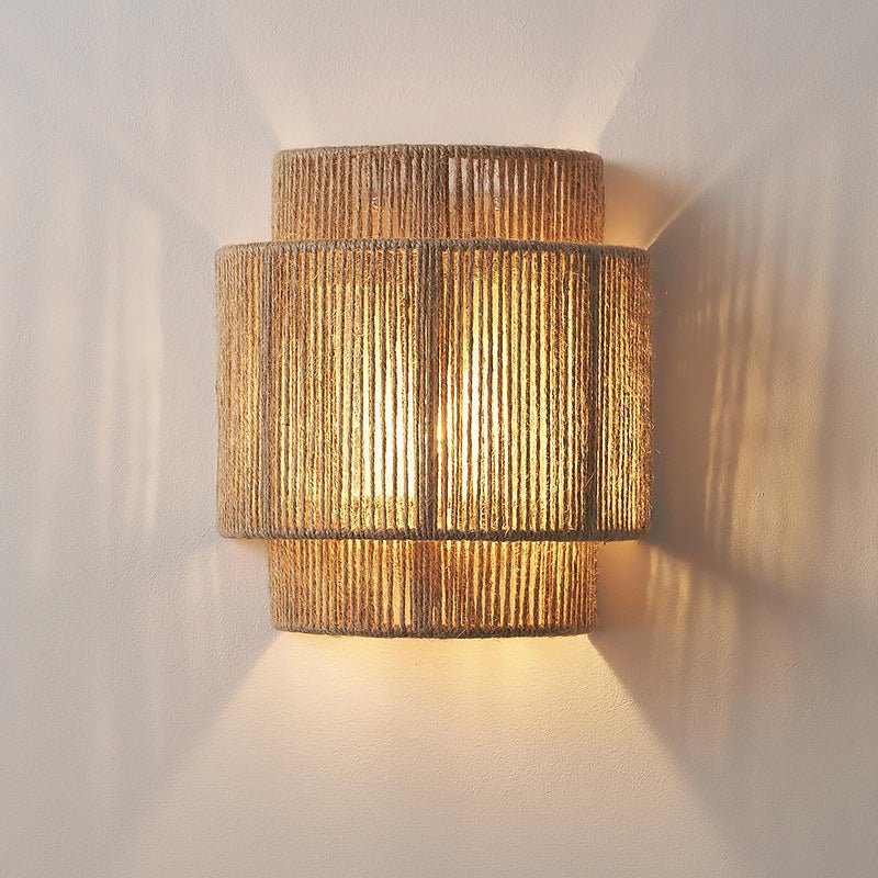 Rustic Woven Hemp LED Table Lamp