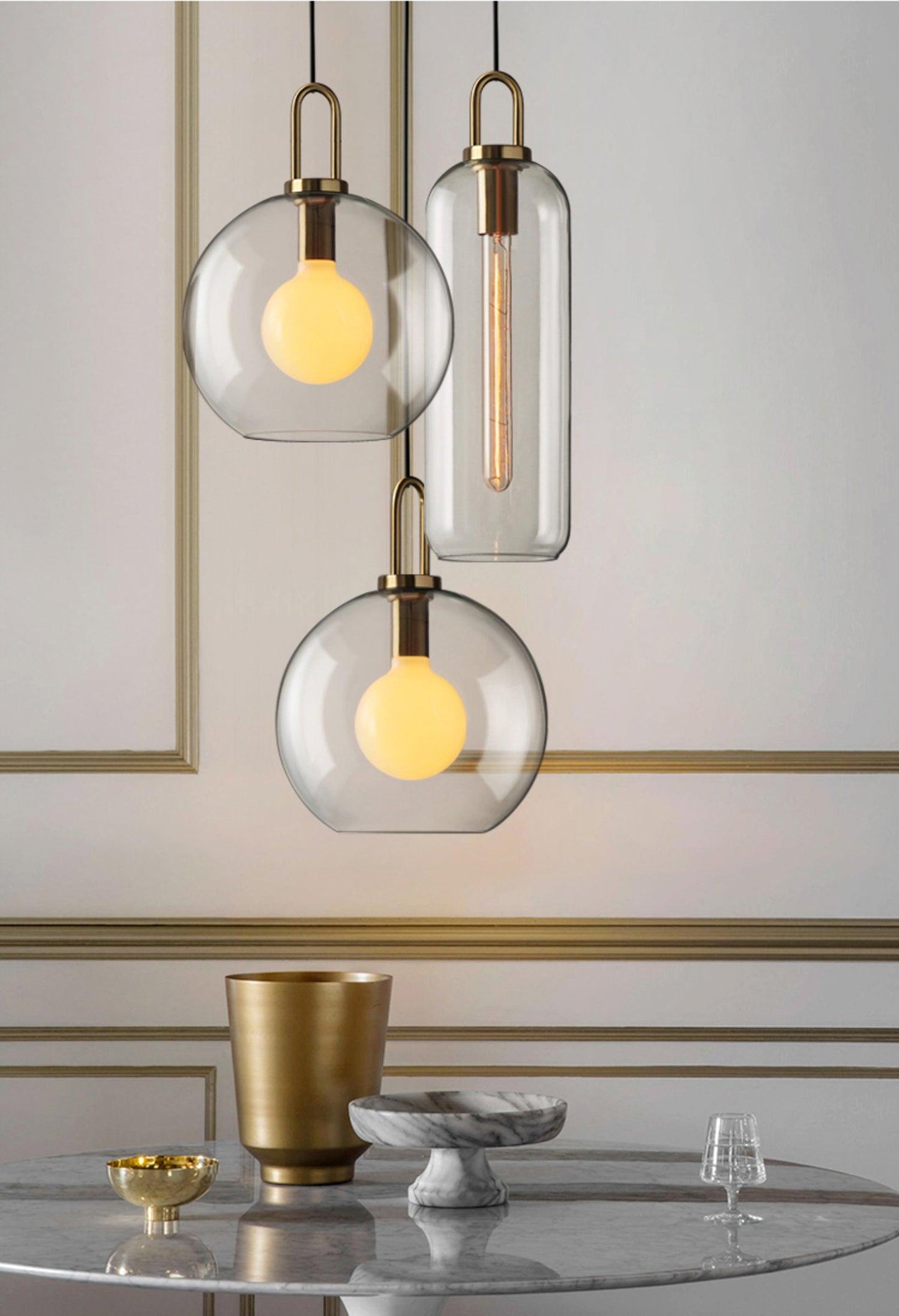 Sleek Round Glass Pendant Lighting Fixtures