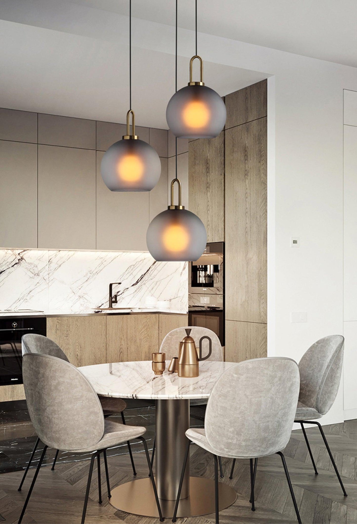 Sleek Round Glass Pendant Lighting Fixtures