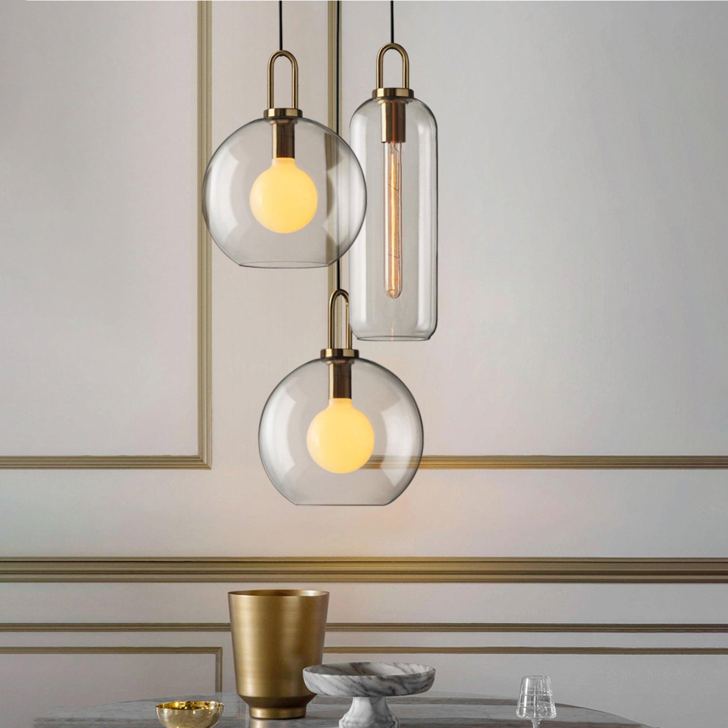 Sleek Round Glass Pendant Lighting Fixtures