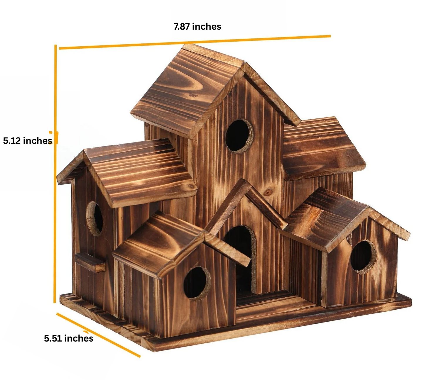 Natural Wood Bird Feeder House with 6 Perches