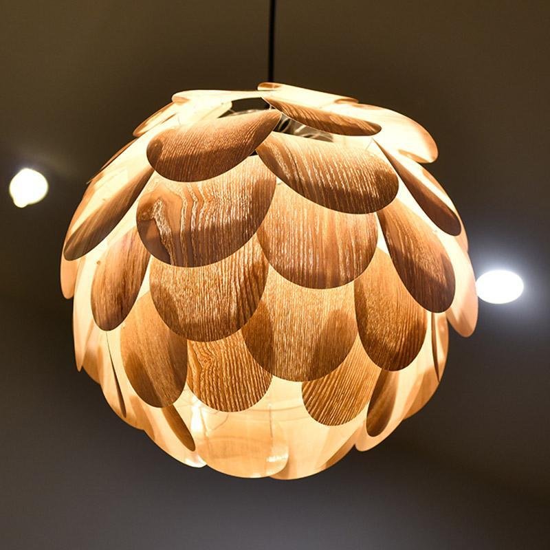 Natural Wood Pineapple Pendant Light