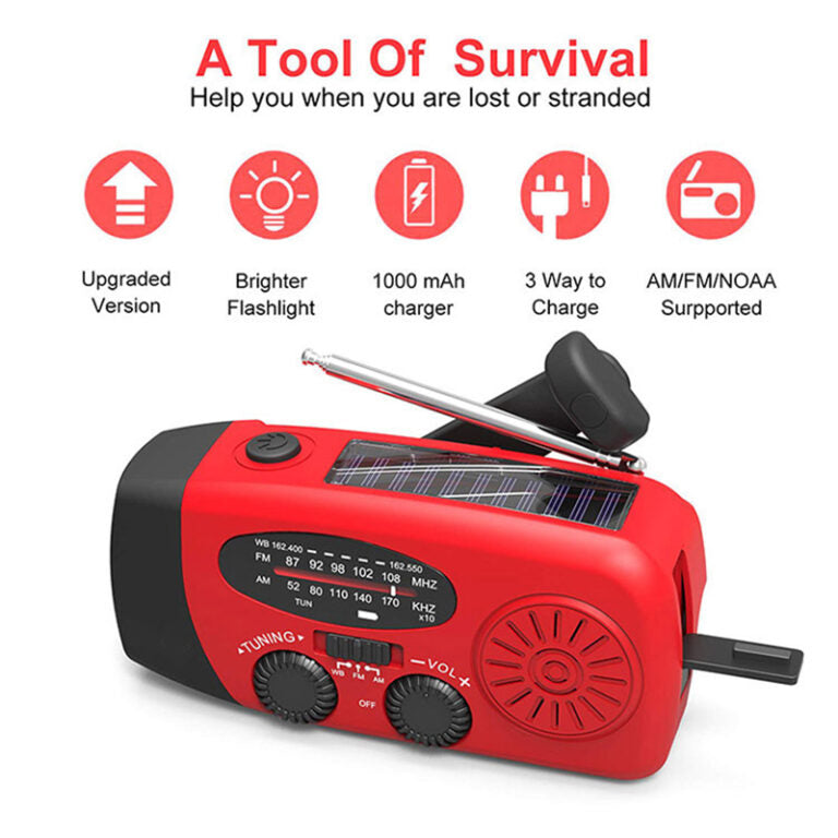 Portable Emergency Radio with Flashlight and Power Bank