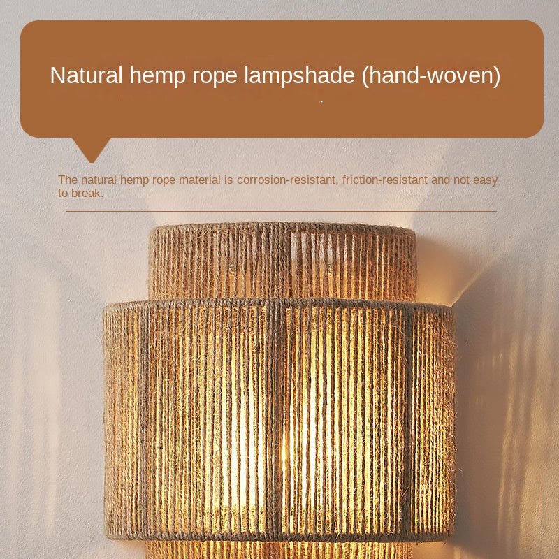 Rustic Woven Hemp LED Table Lamp