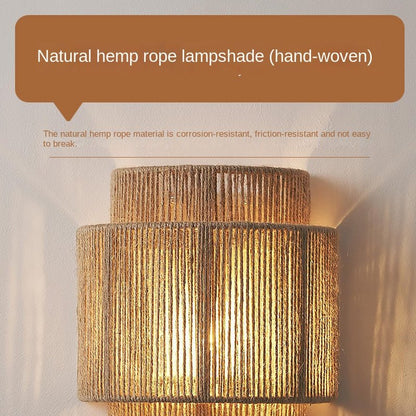 Rustic Woven Hemp LED Table Lamp