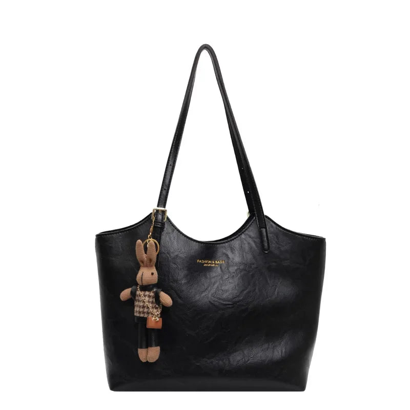 Stylish Women's Tote Bag with Charm - Chic and Roomy