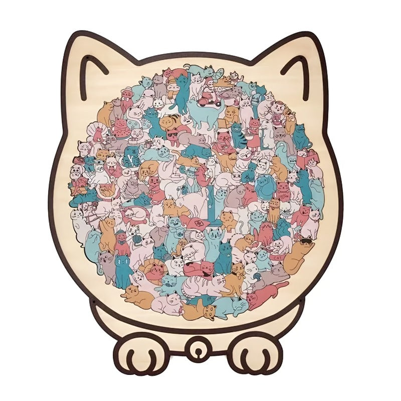 Charming Wooden Kitty Jigsaw Puzzle Set