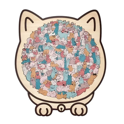 Charming Wooden Kitty Jigsaw Puzzle Set
