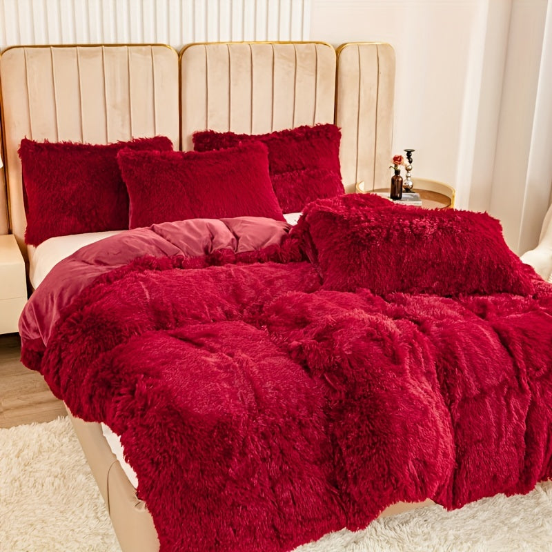 Cozy Fesara Plush Duvet Cover Set with Zipper