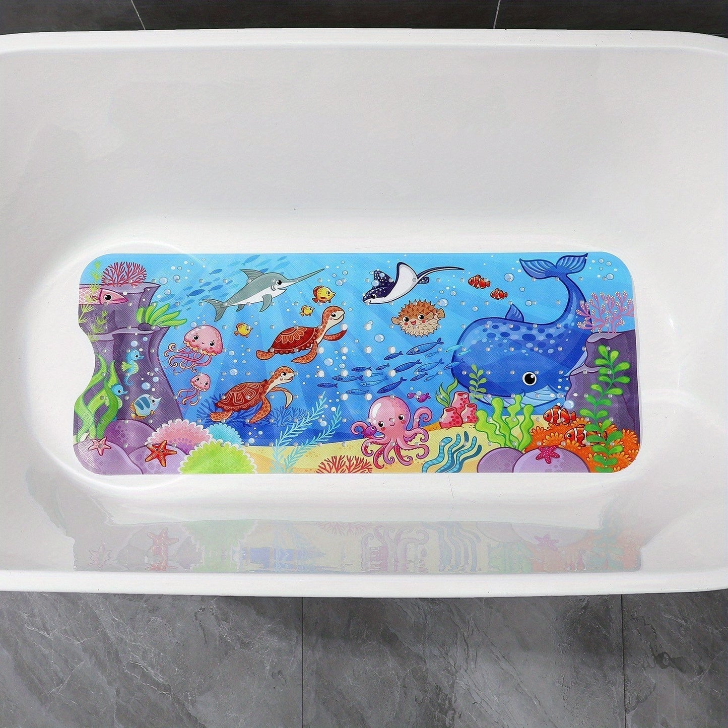 Soft Grip Bath Mat for Kids with Suction Cups
