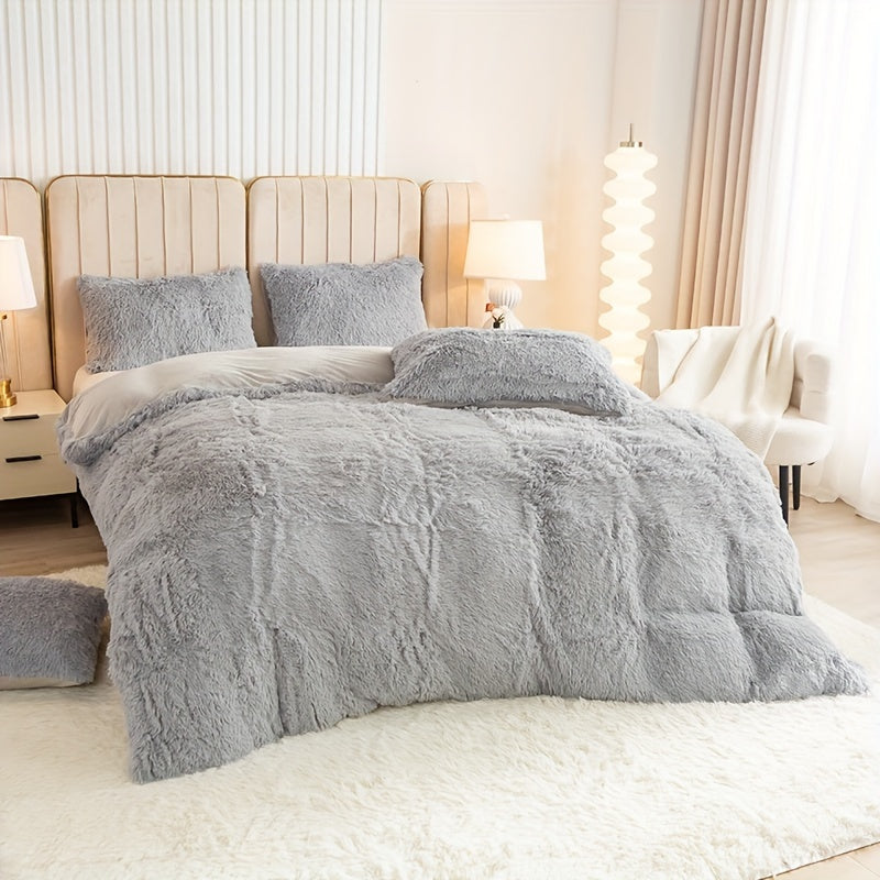 Cozy Fesara Plush Duvet Cover Set with Zipper