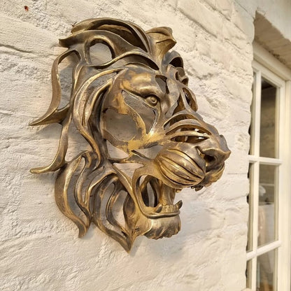 Stylish Lion Head Metal Wall Decor