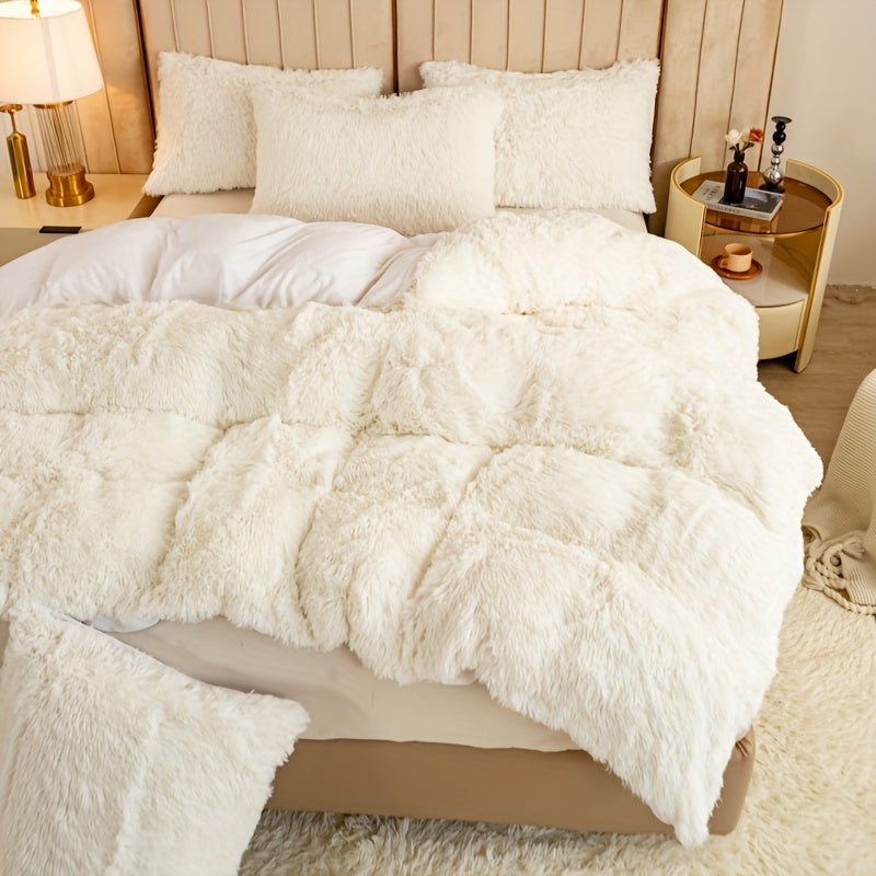 Cozy Fesara Plush Duvet Cover Set with Zipper