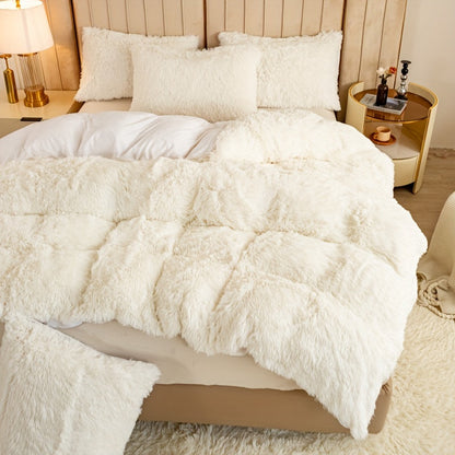 Cozy Fesara Plush Duvet Cover Set with Zipper
