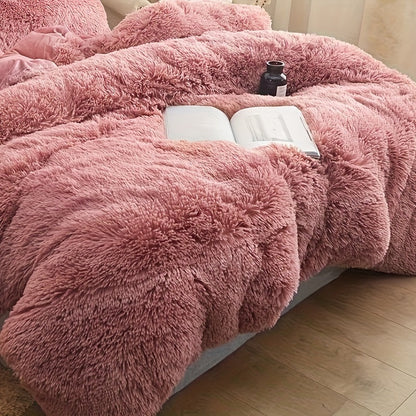 Cozy Fesara Plush Duvet Cover Set with Zipper