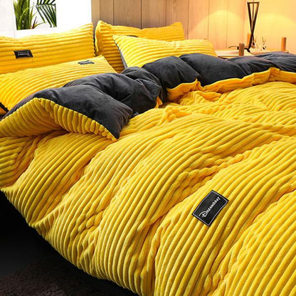 Plush Corduroy Velvet Comforter Bed Set - Fesara