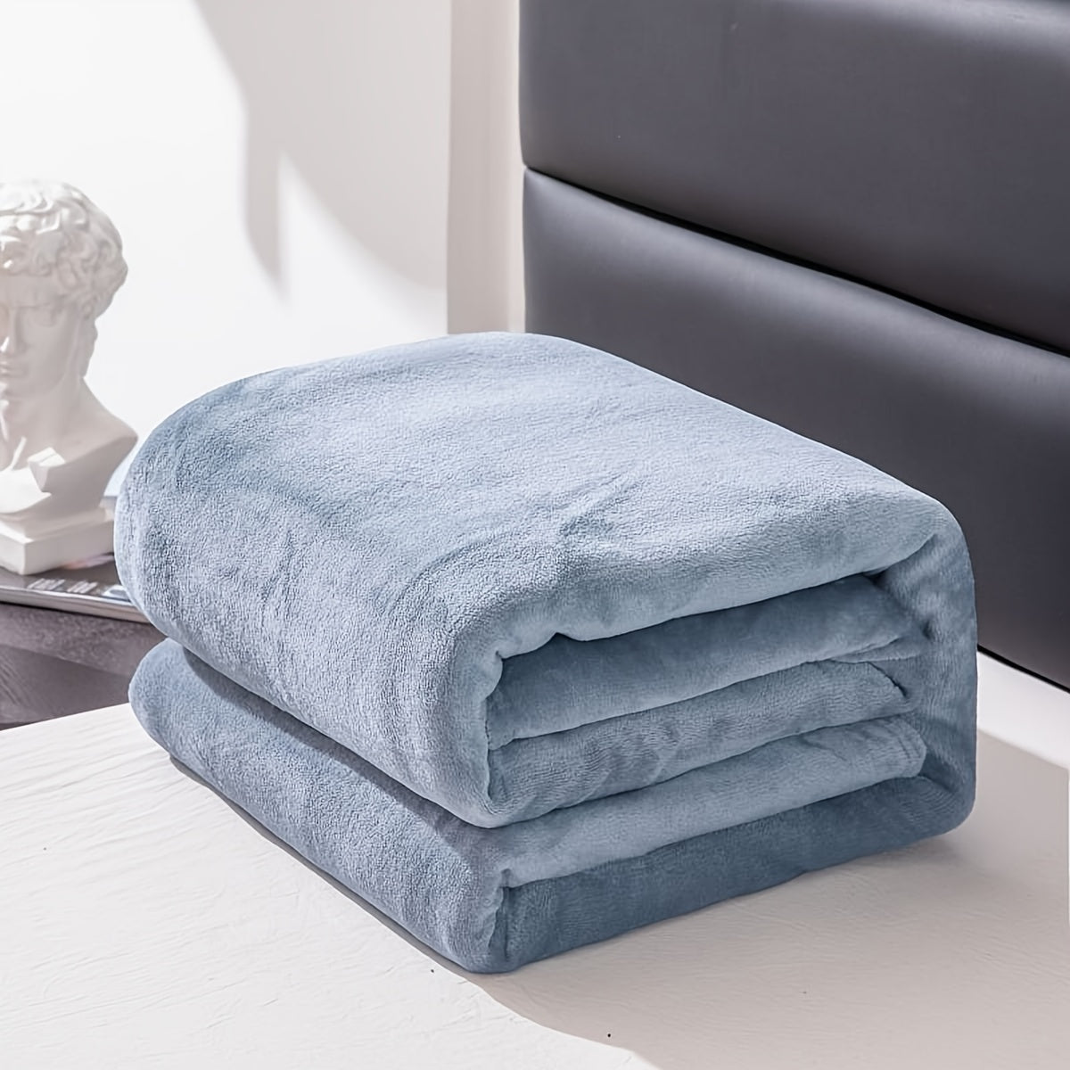 Soft Gray Plush Throw Blanket