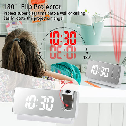Compact LED Mirror Alarm Clock with Dual Alarms
