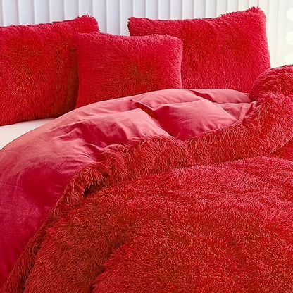 Cozy Fesara Plush Duvet Cover Set with Zipper