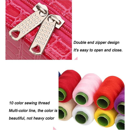 Compact Travel Sewing Kit in PU Leather Box