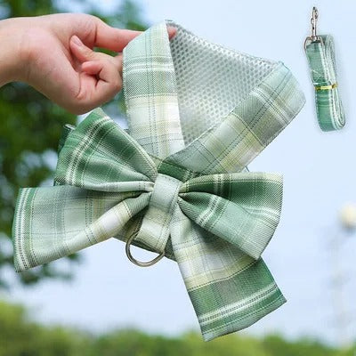 Cute Dog Harness with Adjustable Bow Tie