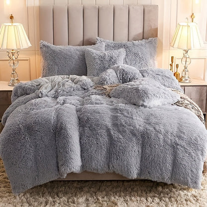 Cozy Fesara Plush Duvet Cover Set with Zipper