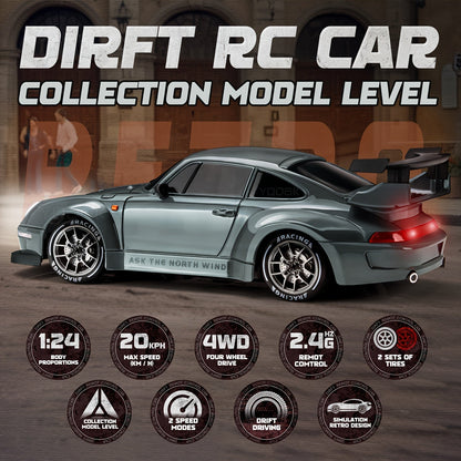 Fast Rechargeable 4WD RC Drift Car with LED Lights