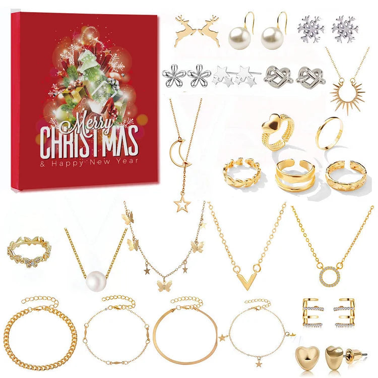 Luxury Metallic Jewelry Countdown Calendar Box - Fesara
