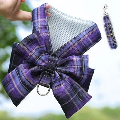 Cute Dog Harness with Adjustable Bow Tie