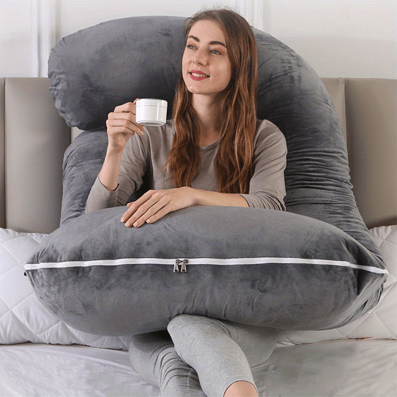 Comfortable J-Shaped Pregnancy Pillow - Fesara