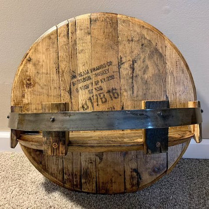 Rustic Oak Whiskey Barrel Storage Shelf