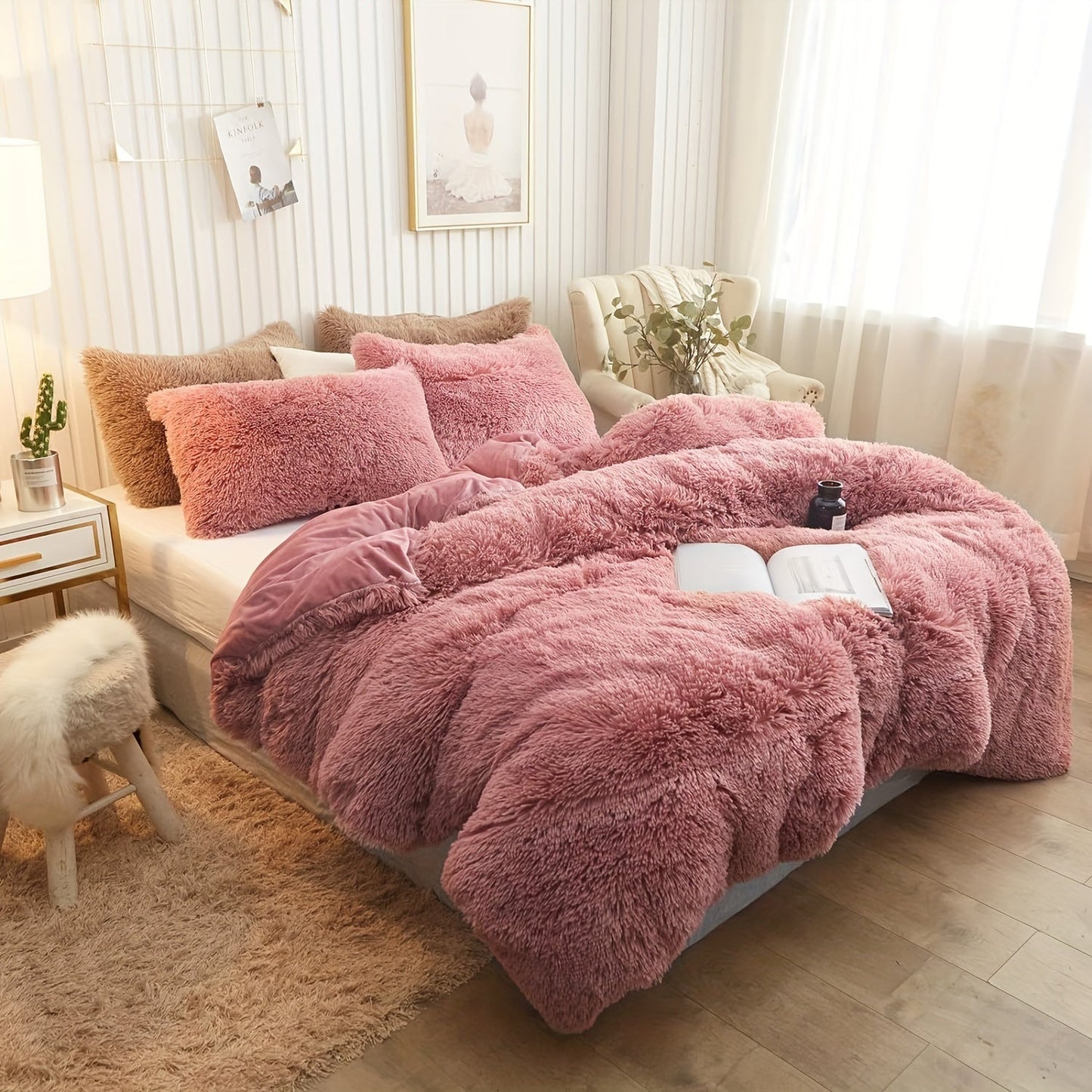 Cozy Fesara Plush Duvet Cover Set with Zipper