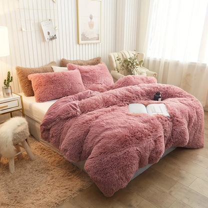 Cozy Fesara Plush Duvet Cover Set with Zipper