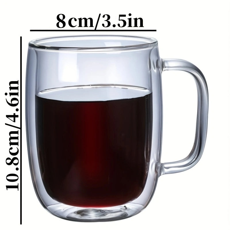 Insulated Double Wall Glass Mug - Clear Borosilicate Coffee Cup