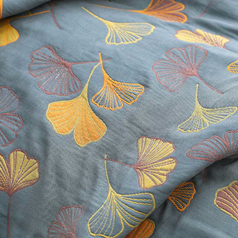 Green Leaf Pattern Cotton Bedding Set