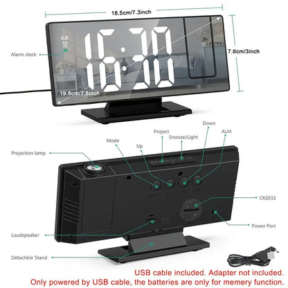 Large LED Digital Alarm Clock with USB Charging